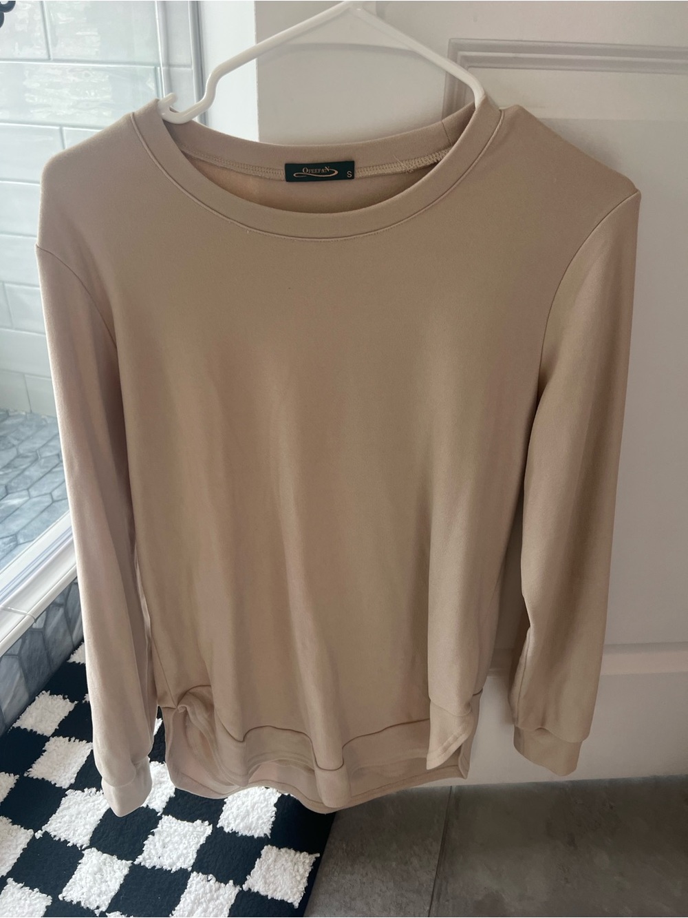 Ofeefan light khaki brushed cotton long sleeve shirt, S